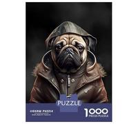 Jigsaw Puzzle 1000 Piece for Adults Pug Dog Portrait Puzzles for Adults Family Game Birthday Present Deal As Gifts for The Whole Family 38x26cm/1000pcs
