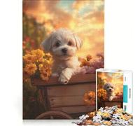 Jigsaw Puzzle 1000 Piece for Adults Puppy in A Wagon Impossible Game Fun at Home Activities Suitable for Desktop Decoration 38x52cm