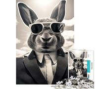 Jigsaw Puzzle 1000 Piece for Adults Rabbit Sunglasses Relaxing Games Learning Educational Toys Great Gifts for Games Presents for Women (Size 38x26cm)