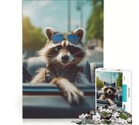 Jigsaw Puzzle 1000 Piece for Adults Raccon Holiday Impossible Game Analysis And Logic Enhance Love between Couples 38x26cm