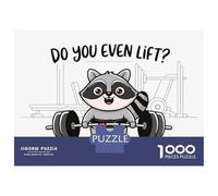 Jigsaw Puzzle 1000 Piece for Adults Raccoon Lifting Weights Puzzles for Adults Family Game Birthday Present Deal As Gifts for The Whole Family 52x38cm/1000pcs