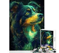 Jigsaw Puzzle 1000 Piece for Adults Radiant Border Collie Portrait Fun Games Suitable for Couples Home Decoration Toys Fun at Home Activities, (50x75cm)