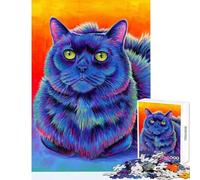 Jigsaw Puzzle 1000 Piece for Adults Rainbow Black Kitty Cat Educational Game Wall Art Toy Wall Decor Artists' Collection, Fine Arts (38x52cm)