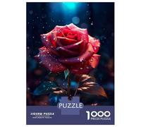 Jigsaw Puzzle 1000 Piece for Adults Rainy Red Rose Flower Adult Jigsaw Relaxing Games Hand Speed Race Unique Birthday And Gifts 70x50cm/1000pcs
