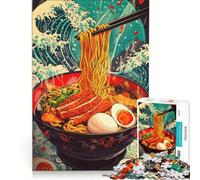 Jigsaw Puzzle 1000 Piece for Adults Ramen Bowl with Wave Design Impossible Game Analysis And Logic Enhance Love between Couples 38x52cm
