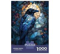Jigsaw Puzzle 1000 Piece for Adults Raven Stained Glass Jigsaws for Adults Family Game Wall Decoration Deal As Gifts for The Whole Family 38x26cm/1000pcs