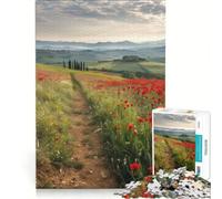 Jigsaw Puzzle 1000 Piece for Adults Red Poppies Tuscany Impossible Game Analysis And Logic Enhance Love between Couples 38x52cm