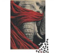 Jigsaw Puzzle 1000 Piece for Adults Red Scarf Elephant Art Print-2 Jigsaws for Adults Family Game Wall Decoration Deal As Gifts for The Whole Family 70x50cm/1000pcs