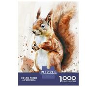 Jigsaw Puzzle 1000 Piece for Adults Red Squirrel Watercolor Jigsaw Puzzle Fun Games A Work of Art Deal As Gifts for The Whole Family 52x38cm/1000pcs