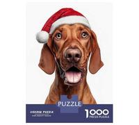 Jigsaw Puzzle 1000 Piece for Adults Redbone Coonhound Dog with Santa Hat Jigsaw Puzzle Fun Games A Work of Art Deal As Gifts for The Whole Family 38x26cm/1000pcs