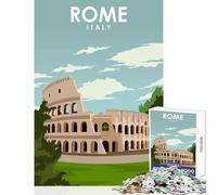 Jigsaw Puzzle 1000 Piece for Adults Rome Italy Travel Poster Adult Jigsaw Puzzles Birthday Present Every Piece Is Unique - Challenging Family Fun Game (50x75cm)