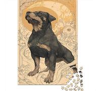 Jigsaw Puzzle 1000 Piece for Adults Rottweiler Art Print Jigsaws for Adults Family Game Wall Decoration Deal As Gifts for The Whole Family 38x26cm/1000pcs