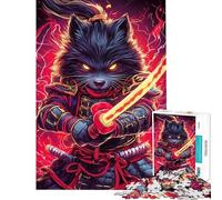 Jigsaw Puzzle 1000 Piece for Adults Samurai Miniature Schnauzer Dog with Katana Animal Puzzles for Adults Anti-Stress Toys Staycation Kill Time Help The Brain Exercise (size 38x26cm)