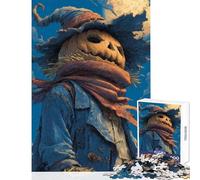 Jigsaw Puzzle 1000 Piece for Adults Scarecrow with Pumpkin Head And Moon Brain Teaser Game Staycation Kill Time Educational Toy Birthday And Unique Gifts (38X52cm)