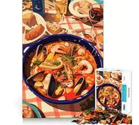 Jigsaw Puzzle 1000 Piece for Adults Seafood Stew Feast Sharp Cut Craft Focus Game Gift Idle Time Game Xmas Scene Art (50x75cm)