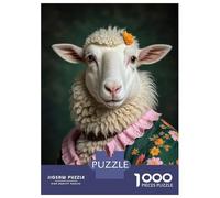 Jigsaw Puzzle 1000 Piece for Adults Sheep in Floral Dress Puzzle for Adults Hands-on Game Improve Memory Stress Reduction Gifts 38x26cm/1000pcs