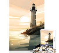 Jigsaw Puzzle 1000 Piece for Adults Simplistic Lighthouse Art Adult Jigsaw Puzzles Birthday Present Every Piece Is Unique - Challenging Family Fun Game (38x52cm)