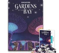 Jigsaw Puzzle 1000 Piece for Adults Singapore Gardens by The Bay Illustration Difficult Hard Relaxing Games Suitable for Ages 14 And Up 38x26cm