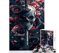 Jigsaw Puzzle 1000 Piece for Adults Skull, Snake, And Sword Practical Game Learning Educational Home Decoration Toys Artists' Collection, Fine Arts (52X38cm)