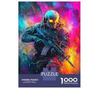 Jigsaw Puzzle 1000 Piece for Adults Skull Soldier Neon Warfare -1 Adult Jigsaw Hands-on Game Staycation Kill Time Stress Reduction Gifts 70x50cm/1000pcs