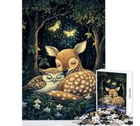 Jigsaw Puzzle 1000 Piece for Adults Sleeping Deer And Owl Impossible Game Learning Educational DIY Toys Artists' Collection, Fine Arts (50X75cm)