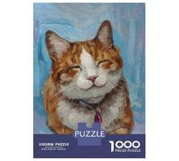 Jigsaw Puzzle 1000 Piece for Adults Smiling Cat Meme Blue Jigsaws for Adults Family Game Wall Decoration Deal As Gifts for The Whole Family 38x26cm/1000pcs