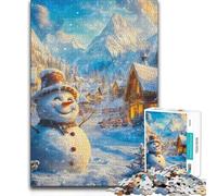 Jigsaw Puzzle 1000 Piece for Adults Snowman in Winter Wonderland Difficult Hard Relaxing Games Suitable for Ages 14 And Up 38x26cm