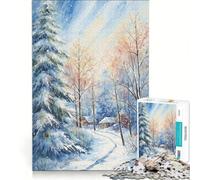 Jigsaw Puzzle 1000 Piece for Adults Snowy Hamlet Impossible Game Analysis And Logic Enhance Love between Couples 38x52cm