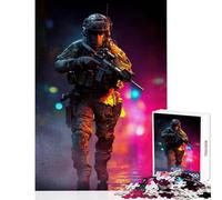 Jigsaw Puzzle 1000 Piece for Adults Soldier Combat Gear Rifle Educational Game Wall Art Toy Wall Decor Artists' Collection, Fine Arts (38x26cm)