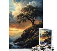 Jigsaw Puzzle 1000 Piece for Adults Solitary Tree on Cliff Home Decoration Toys Funny Gift Educational Games for Birthday, Chrismas Size 50x75cm