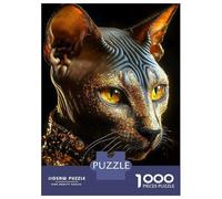Jigsaw Puzzle 1000 Piece for Adults Sphynx Cat with Gold Glitter Puzzles for Adults Family Game Birthday Present Deal As Gifts for The Whole Family 38x26cm/1000pcs