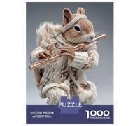 Jigsaw Puzzle 1000 Piece for Adults Squirrel Playing Flute in Knitted Outfit Jigsaw Toy Wall Decor Analysis And Logic Deal As Gifts for The Whole Family 70x50cm/1000pcs