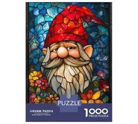 Jigsaw Puzzle 1000 Piece for Adults Stained Glass Gnome Jigsaw Puzzle Fun Games A Work of Art Deal As Gifts for The Whole Family 52x38cm/1000pcs