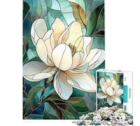 Jigsaw Puzzle 1000 Piece for Adults Stained Glass Magnolia Challenging To Complete Pattern Assembly Home Decoration Toys for And from 14 Years And over (50X75cm)