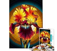 Jigsaw Puzzle 1000 Piece for Adults Stained Glass Masterpiece of Iris Adult Puzzles Toy Wall Decor Difficult Hard Unique Birthday And Gifts (Size 38x26cm)