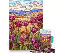 Jigsaw Puzzle 1000 Piece for Adults Stained Glass Mountain Meadow Sharp Cut Craft Focus Game Gift Idle Time Game Xmas Scene Art (38x52cm)