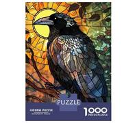 Jigsaw Puzzle 1000 Piece for Adults Stained Glass Raven And Sun Adult Jigsaw Relaxing Games Hand Speed Race Unique Birthday And Gifts 70x50cm/1000pcs