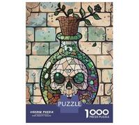 Jigsaw Puzzle 1000 Piece for Adults Stained Glass Skull Potion Bottle Puzzle for Adults Family Game Precision Cutting for Birthday, Chrismas 38x26cm/1000pcs