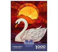 Jigsaw Puzzle 1000 Piece for Adults Stained Glass Swan Art Puzzle for Adults Hands-on Game Improve Memory Stress Reduction Gifts 70x50cm/1000pcs