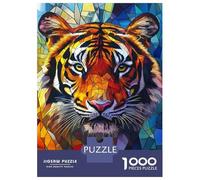 Jigsaw Puzzle 1000 Piece for Adults Stained Glass Tiger Puzzle for Adults Hands-on Game Improve Memory Stress Reduction Gifts 38x26cm/1000pcs