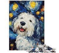 Jigsaw Puzzle 1000 Piece for Adults Starry Doggy Night Hands-on Game Suitable for Couples Home Decoration Toys Fun at Home Activities, Size 75x50cm