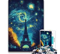 Jigsaw Puzzle 1000 Piece for Adults Starry Night Paris Difficult Hard Relaxing Games Suitable for Ages 14 And Up 50x75cm