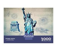 Jigsaw Puzzle 1000 Piece for Adults Statue of Liberty Blueprint Jigsaw for Adults Fun Games Analysis And Logic Deal As Gifts for The Whole Family 70x50cm/1000pcs