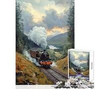 Jigsaw Puzzle 1000 Piece for Adults Steam Train in Mountains Practical Game Learning Educational Home Decoration Toys Artists' Collection, Fine Arts (52X38cm)