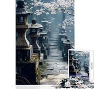 Jigsaw Puzzle 1000 Piece for Adults Stone Lanterns Path Japanese Impossible Game Learning Educational DIY Toys Artists' Collection, Fine Arts (50X75cm)
