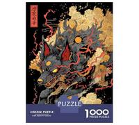 Jigsaw Puzzle 1000 Piece for Adults Stylized Wolf Illustration with Japanese Elements Puzzle for Adults Family Game Precision Cutting for Birthday, Chrismas 70x50cm/1000pcs