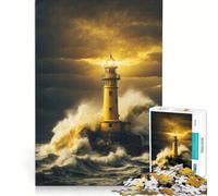 Jigsaw Puzzle 1000 Piece for Adults Sundown Beacon Storm, Hands-on Game, Improve Memory, Artists Collection, Fine Art 50x75cm