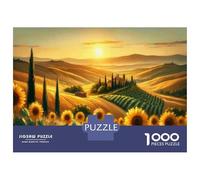 Jigsaw Puzzle 1000 Piece for Adults Sunflower Field Sunset Landscape Puzzle for Adults Family Game Precision Cutting for Birthday, Chrismas 70x50cm/1000pcs