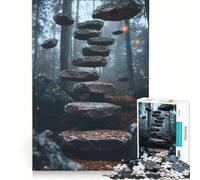 Jigsaw Puzzle 1000 Piece for Adults Surrealism A Forest Path Leads to A Staircase_ Impossible Game Home Decoration Deal As Gifts for The Whole Family 50x75cm