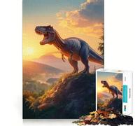 Jigsaw Puzzle 1000 Piece for Adults T-Rex Dinosaur at Sunset Sharp Cut Craft Focus Game Gift Idle Time Game Xmas Scene Art (50x75cm)